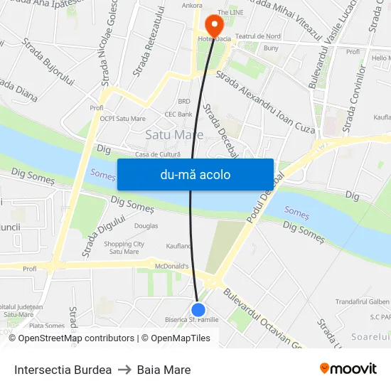 Harta de Intersectia Burdea către Baia Mare