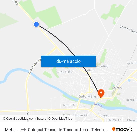 Harta de Metamob către Colegiul Tehnic de Transporturi si Telecomunicatii Ion I.C