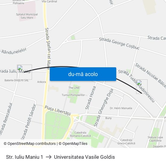 Harta de Str. Iuliu Maniu 1 către Universitatea Vasile Goldis