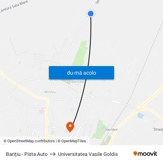 Harta de Barițiu - Pista Auto către Universitatea Vasile Goldis