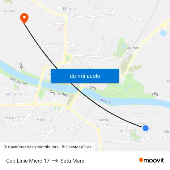 Harta de Cap Linie Micro 17 către Satu Mare