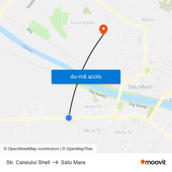 Harta de Str. Careiului Shell către Satu Mare