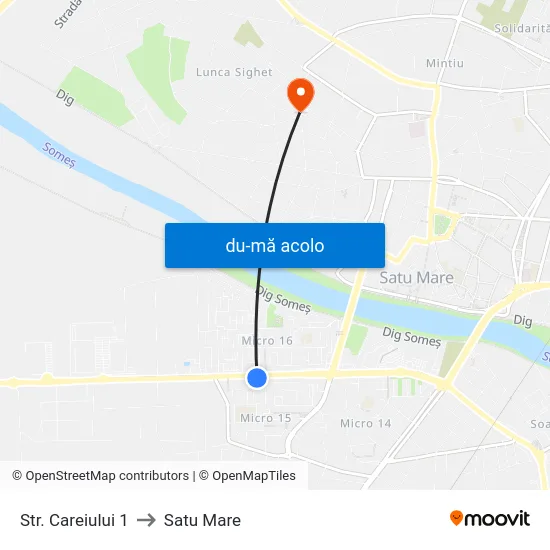 Harta de Str. Careiului 1 către Satu Mare