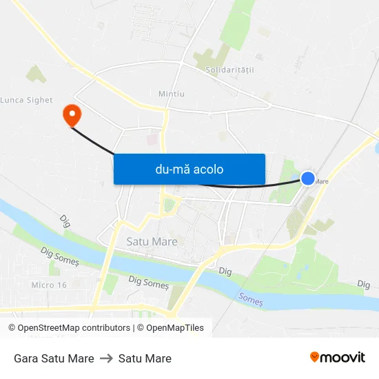 Harta de Gara Satu Mare către Satu Mare