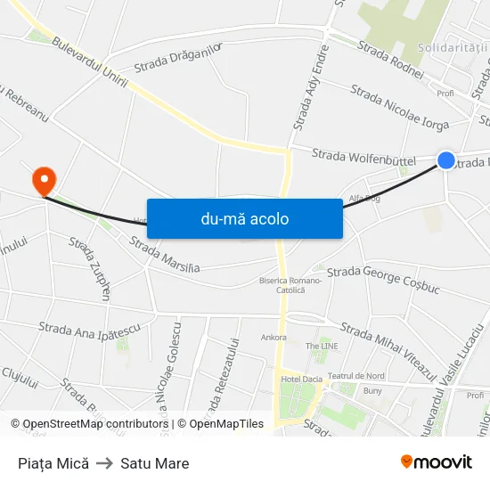 Harta de Piața Mică către Satu Mare