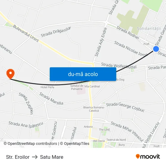 Harta de Str. Eroilor către Satu Mare