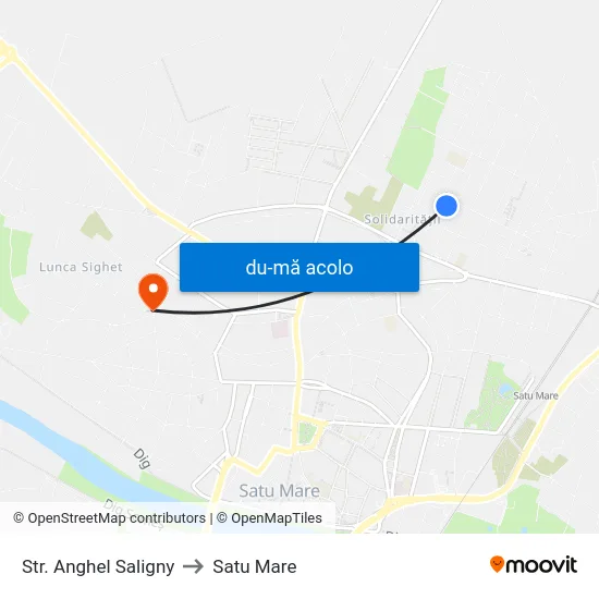 Harta de Str. Anghel Saligny către Satu Mare