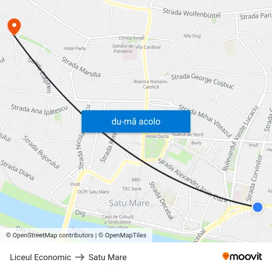 Harta de Liceul Economic către Satu Mare