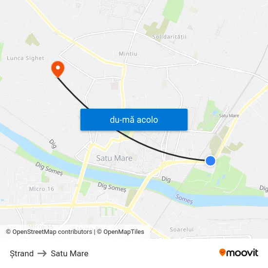 Harta de Ștrand către Satu Mare