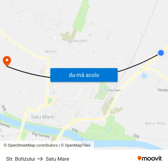 Harta de Str. Botizului către Satu Mare