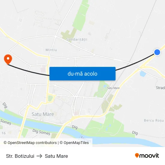 Harta de Str. Botizului către Satu Mare