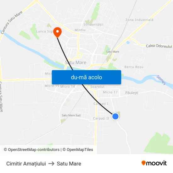 Harta de Cimitir Amațiului către Satu Mare