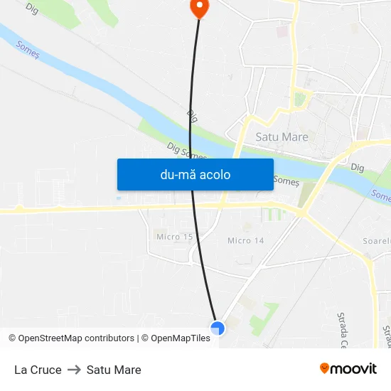 Harta de La Cruce către Satu Mare