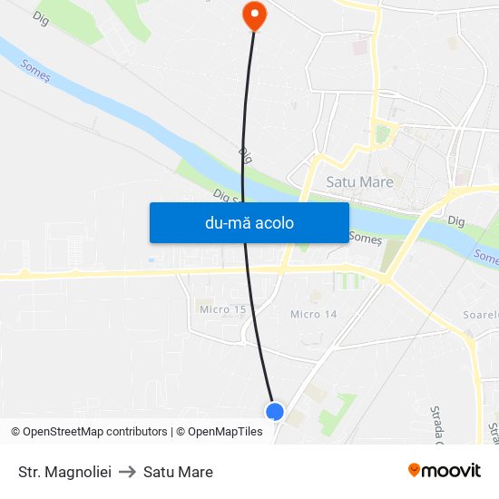 Harta de Str. Magnoliei către Satu Mare