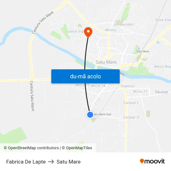 Harta de Fabrica De Lapte către Satu Mare