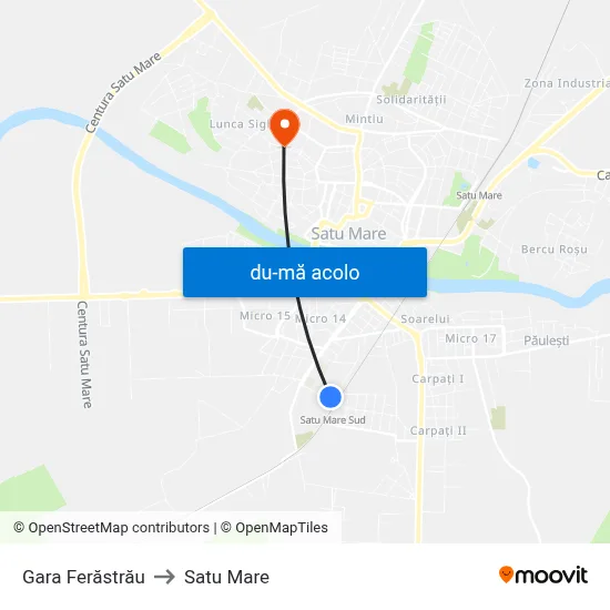 Harta de Gara Ferăstrău către Satu Mare