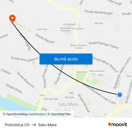 Harta de Policlinica Cfr către Satu Mare