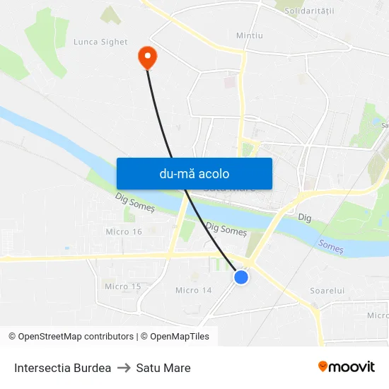 Harta de Intersectia Burdea către Satu Mare