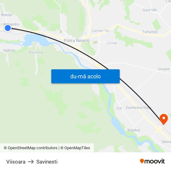 Harta de Viisoara către Savinesti