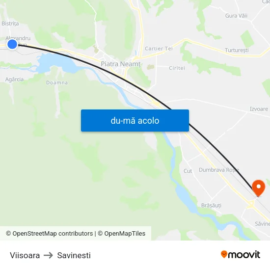 Harta de Viisoara către Savinesti