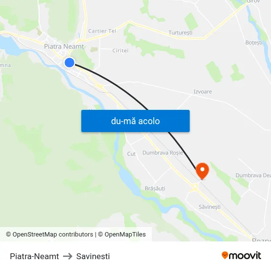 Harta de Piatra-Neamt către Savinesti