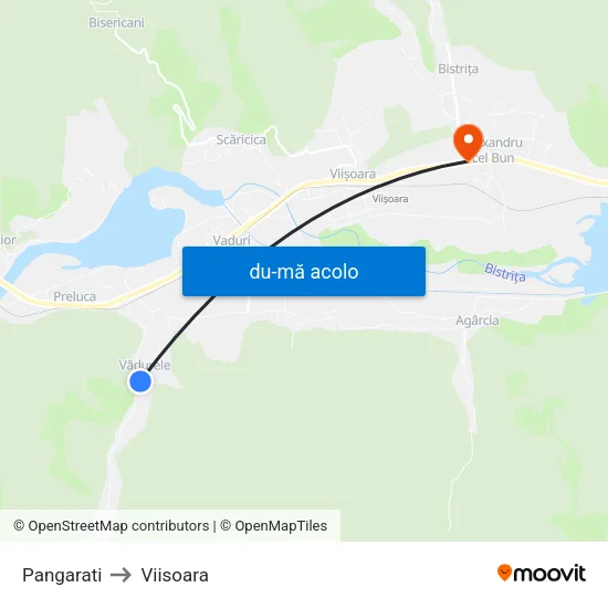 Harta de Pangarati către Viisoara