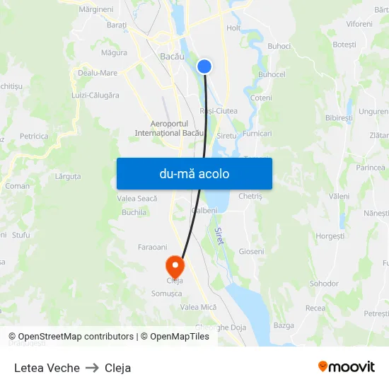 Harta de Letea Veche către Cleja