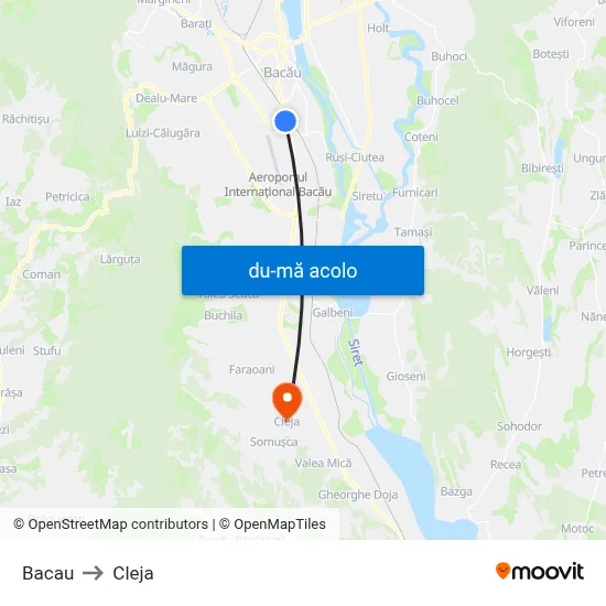 Harta de Bacau către Cleja