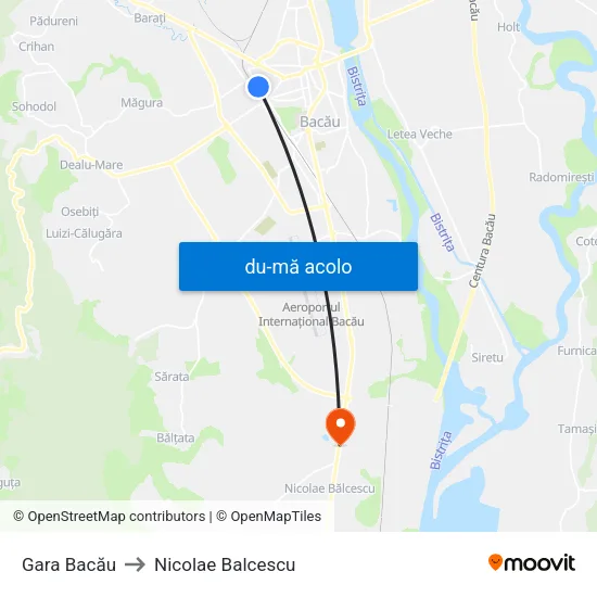 Harta de Gara Bacău către Nicolae Balcescu