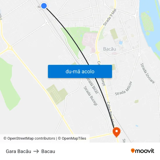 Harta de Gara Bacău către Bacau