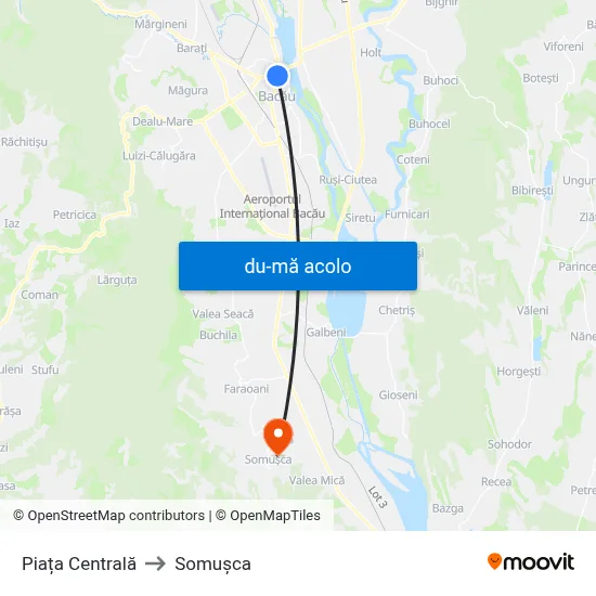Harta de Piața Centrală către Somușca