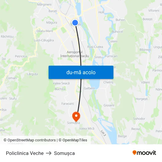 Harta de Policlinica Veche către Somușca