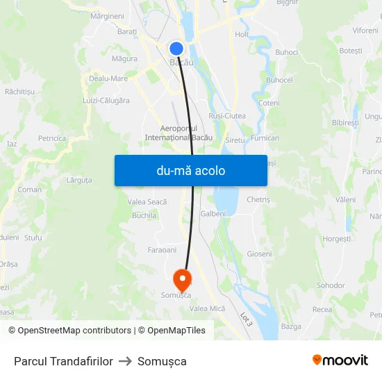 Harta de Parcul Trandafirilor către Somușca