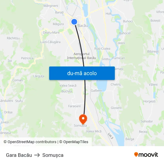 Harta de Gara Bacău către Somușca