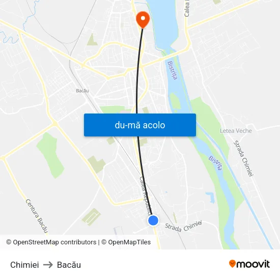 Harta de Chimiei către Bacău