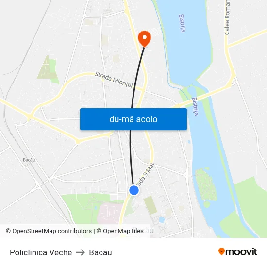 Harta de Policlinica Veche către Bacău