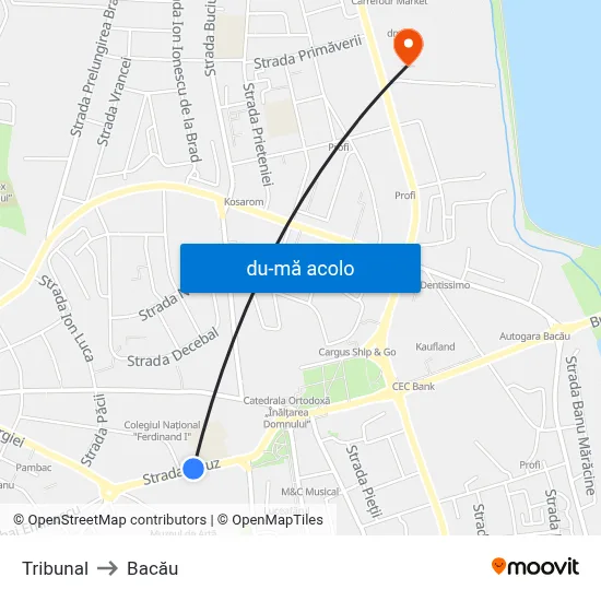 Harta de Tribunal către Bacău