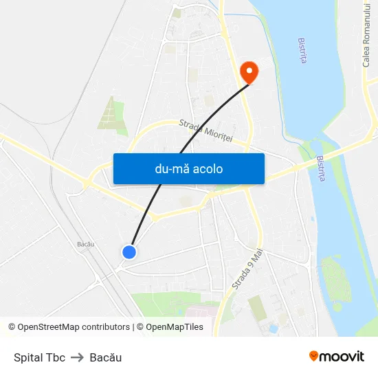 Harta de Spital Tbc către Bacău