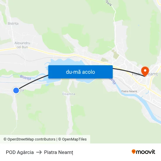 Harta de POD Agârcia către Piatra Neamț