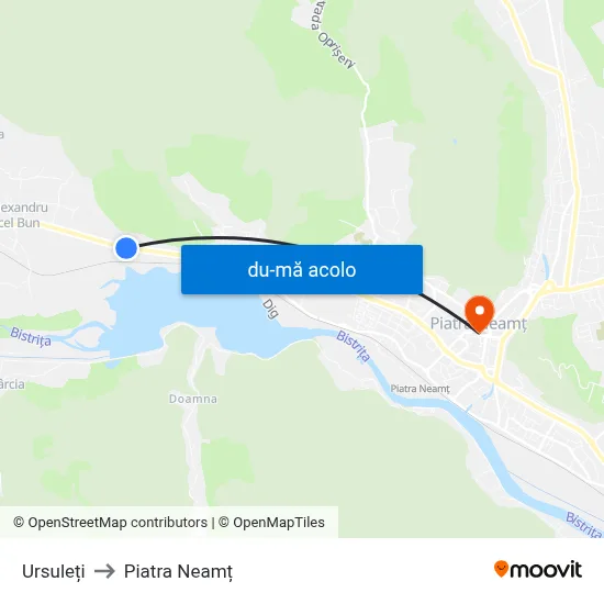 Harta de Ursuleți către Piatra Neamț