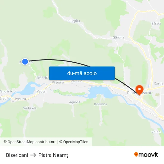 Harta de Bisericani către Piatra Neamț