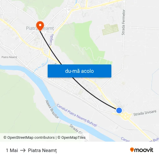 Harta de 1 Mai către Piatra Neamț