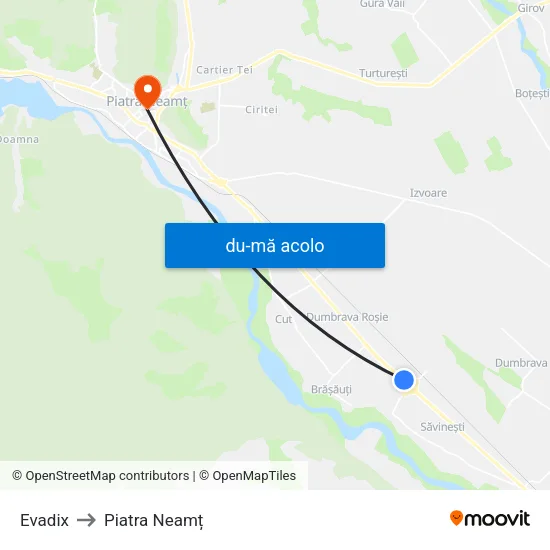 Harta de Evadix către Piatra Neamț