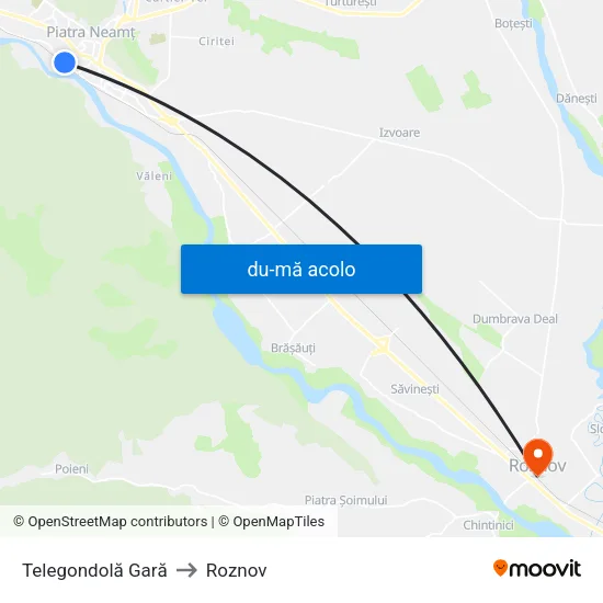 Harta de Telegondolă Gară către Roznov