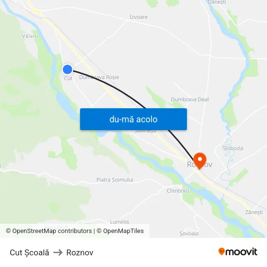 Harta de Cut Școală către Roznov