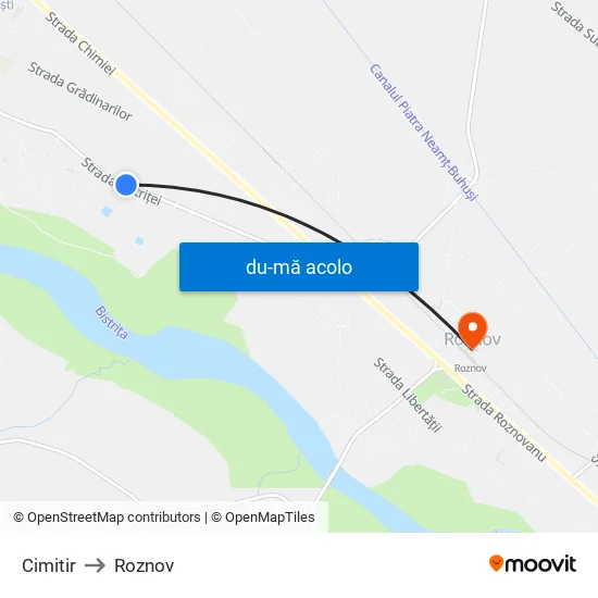 Harta de Cimitir către Roznov