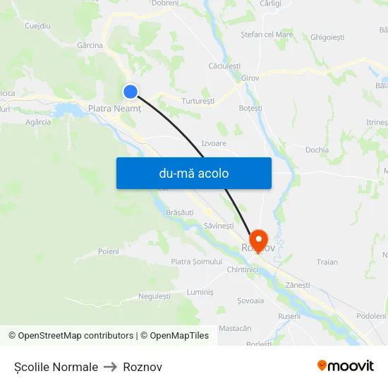 Harta de Școlile Normale către Roznov