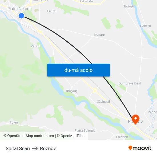 Harta de Spital Scări către Roznov