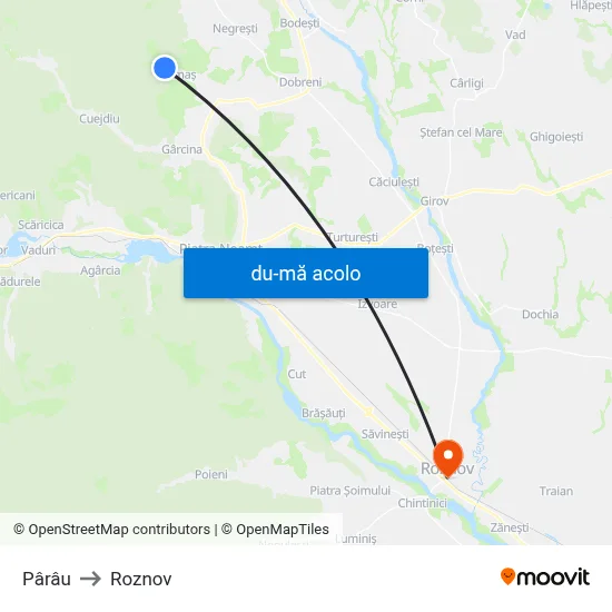 Harta de Pârâu către Roznov