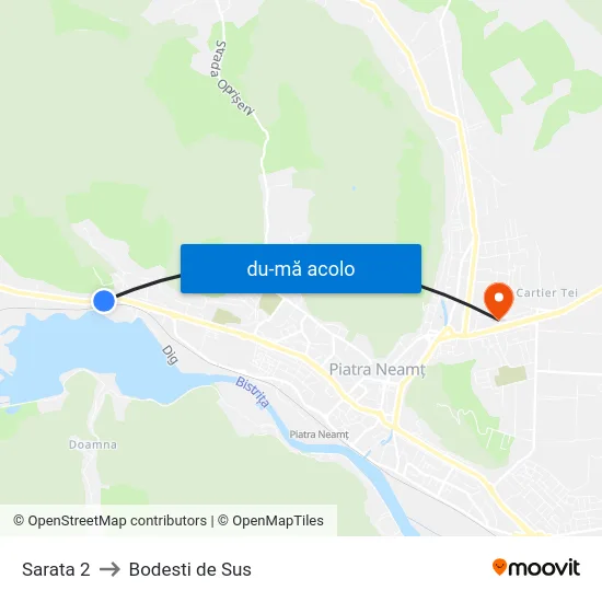 Harta de Sarata 2 către Bodesti de Sus